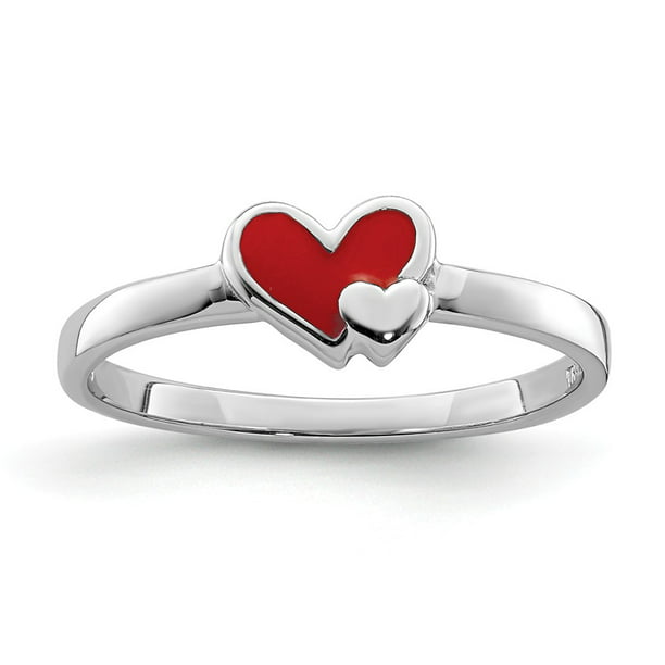 Mini 1 Sterling Silver Red Heart Enamel Red Tiny Heart